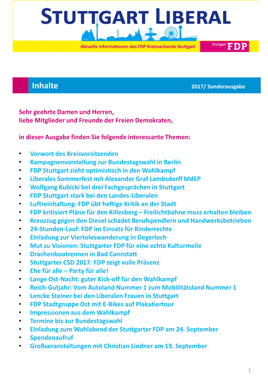 Inhalte 2017/ Sonderausgabe