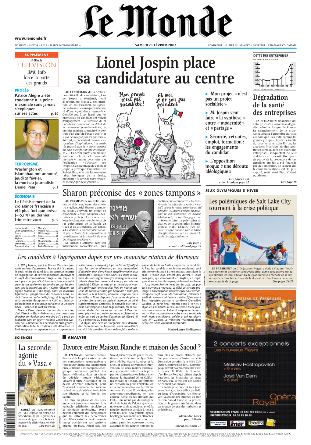 LE MONDE/PAGES<UNE>