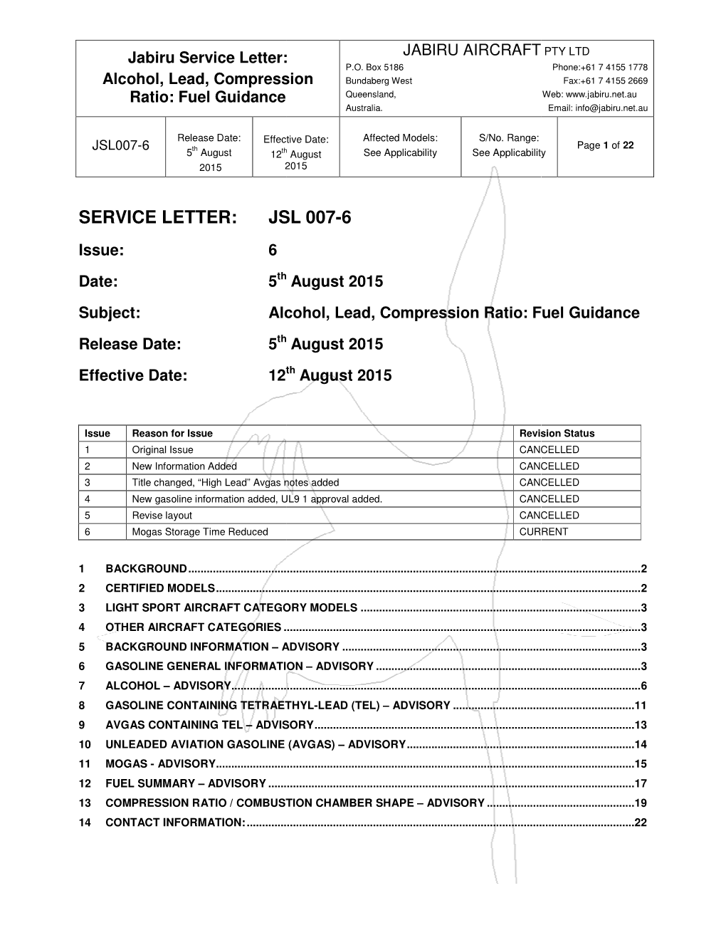 Service Letter: Js Jsl 007-6