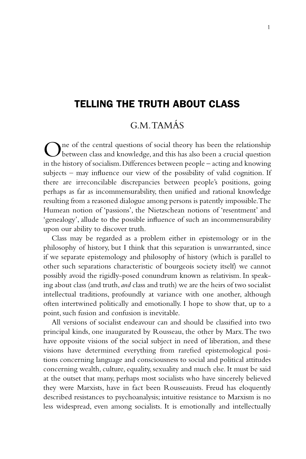 Telling the Truth About Class