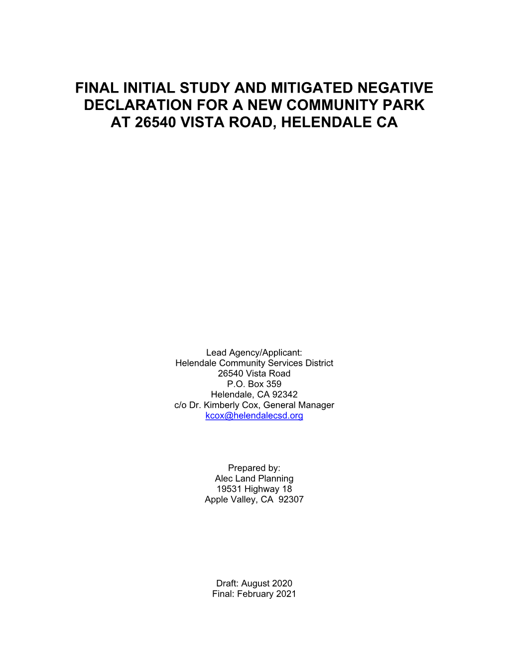 San Bernardino County, California Dated February 12, 2021