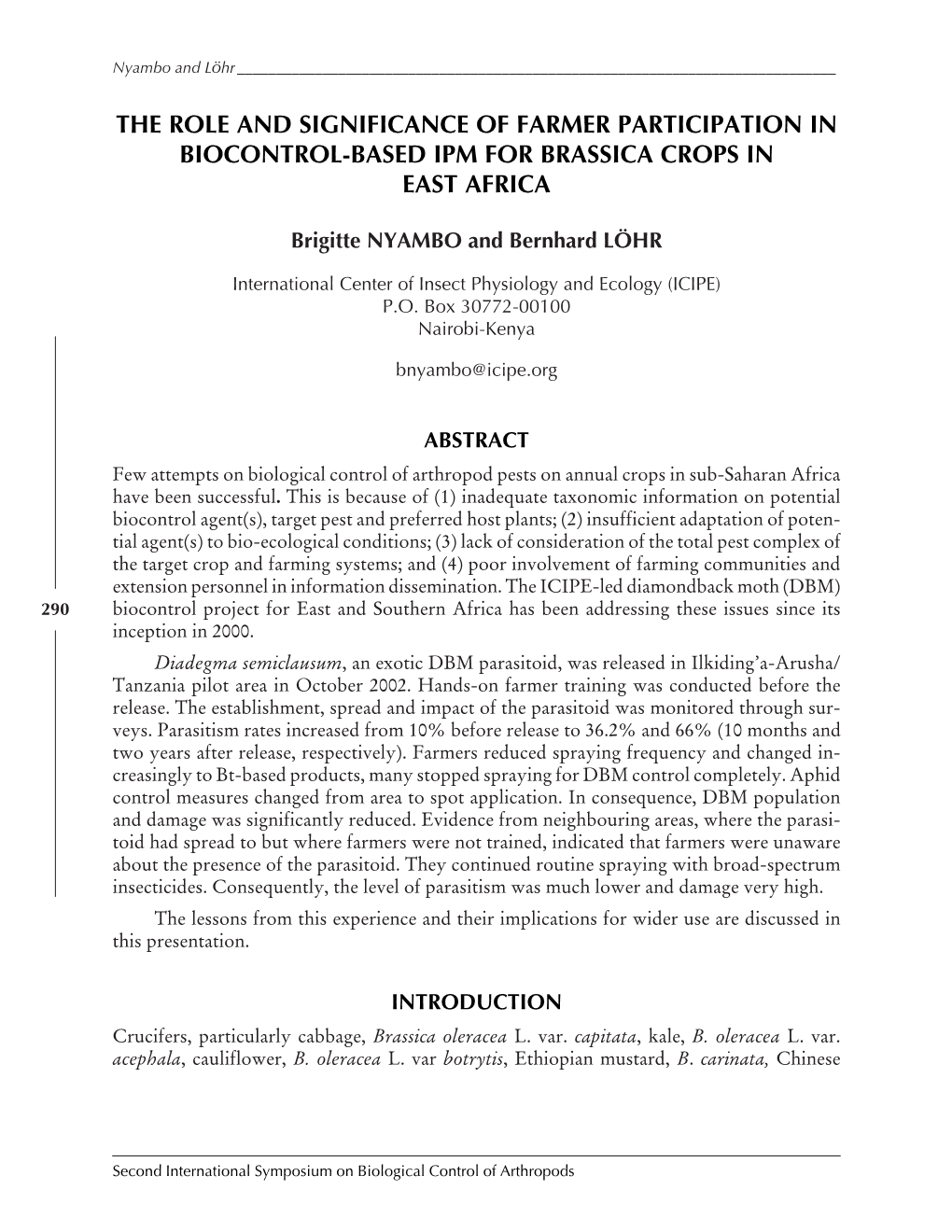 The Role and Significance of Farmer Participation in Biocontrol-Based Ipm for Brassica Crops in East Africa