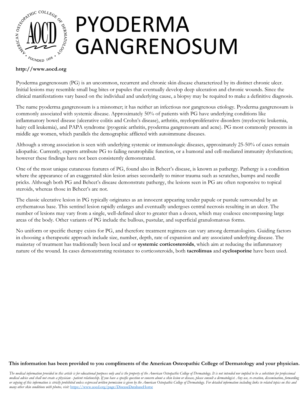 Pyoderma Gangrenosum