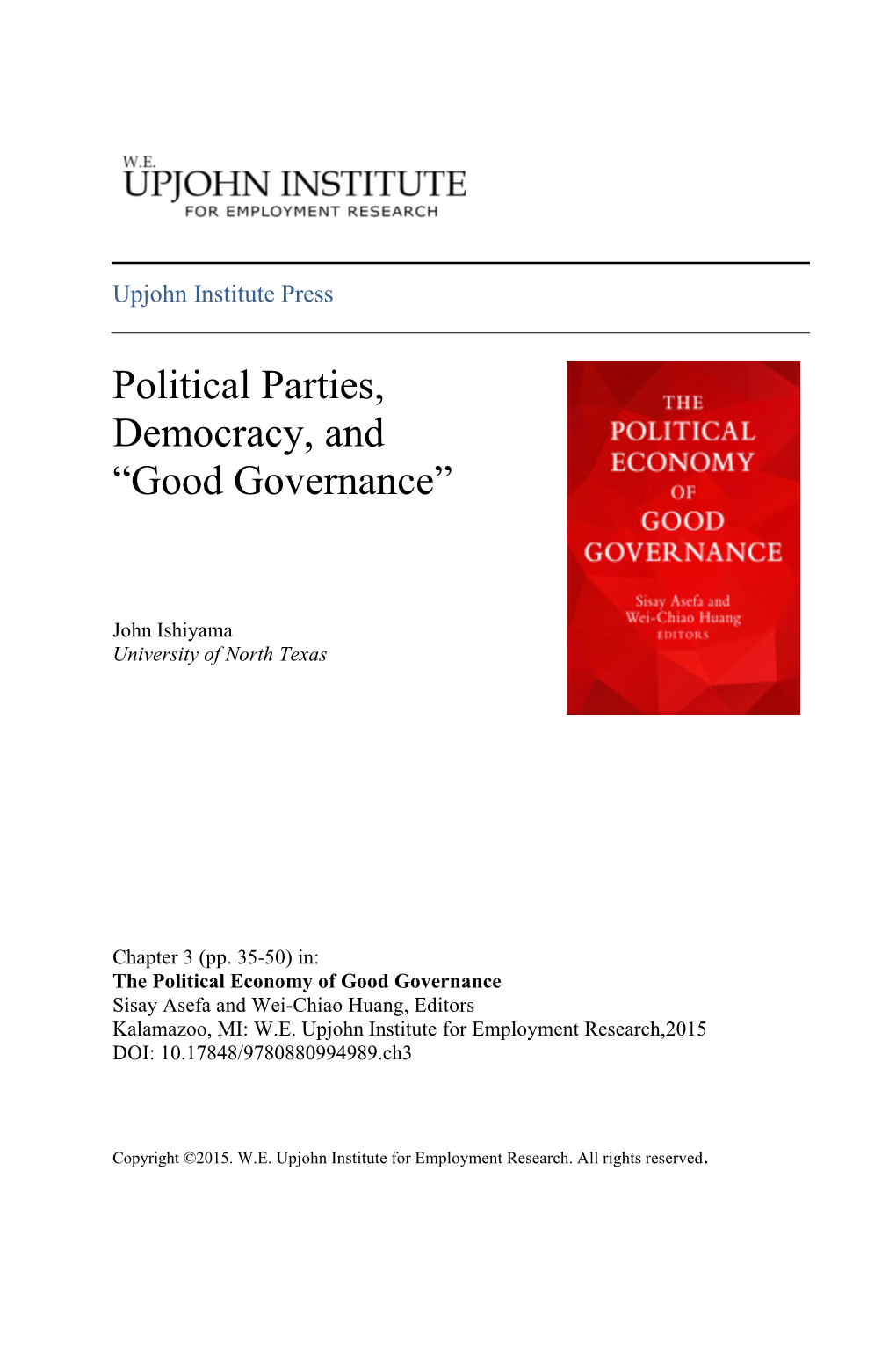 Political Parties, Democracy, and "Good Governance"