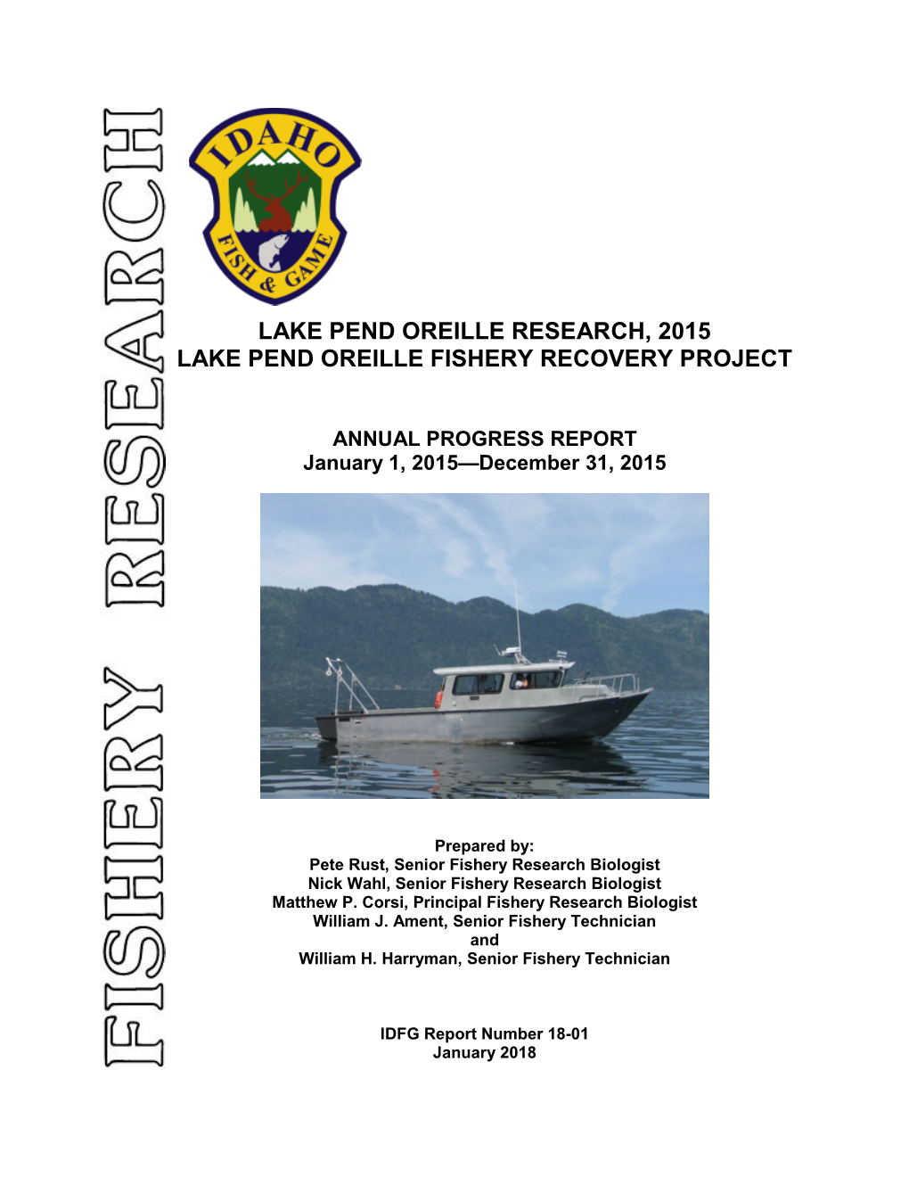 Lake Pend Oreille Research, 2015 Lake Pend Oreille Fishery Recovery Project