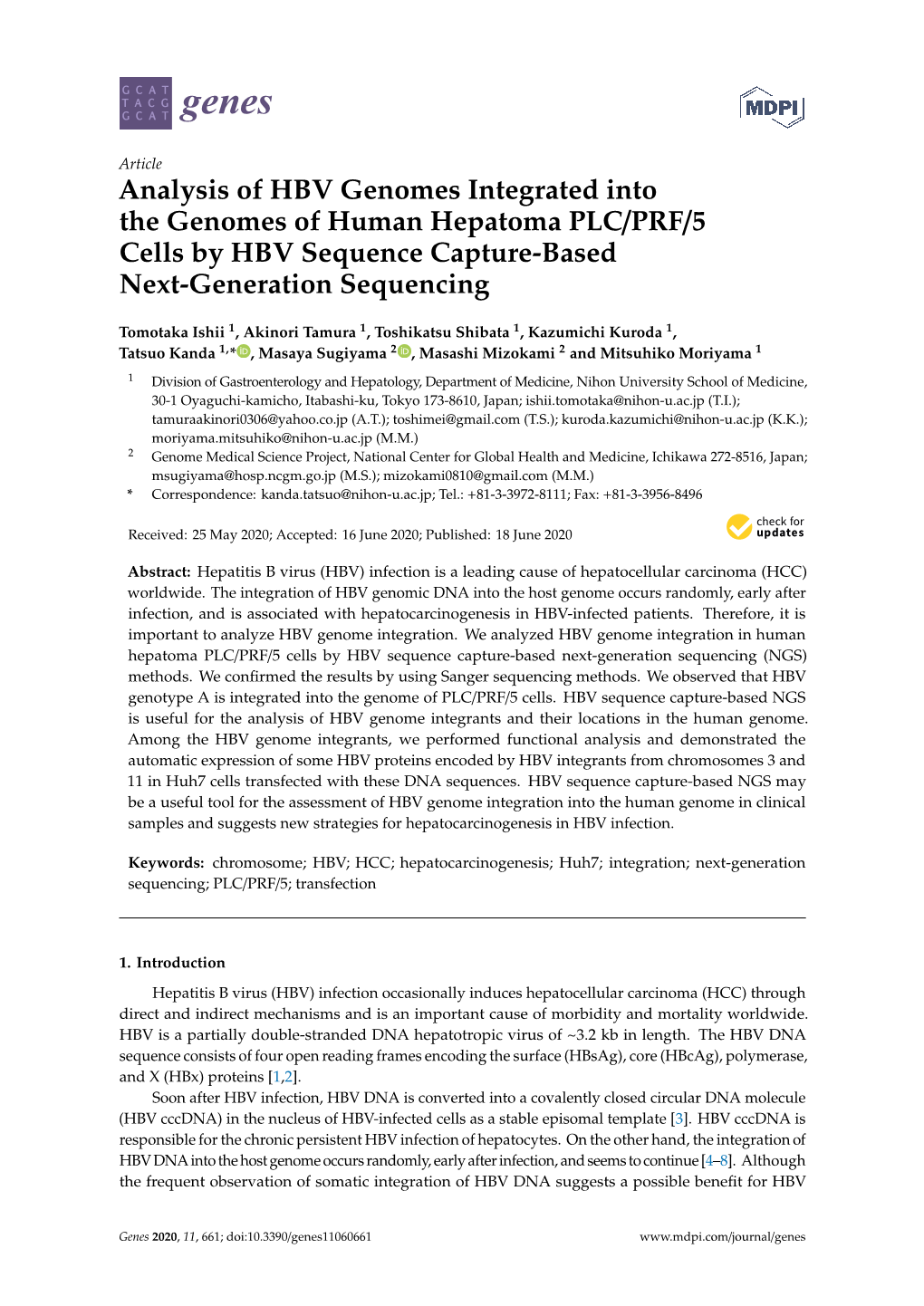 Analysis of HBV Genomes Integrated Into the Genomes of Human Hepatoma PLC/PRF/5 Cells by HBV Sequence Capture-Based Next-Generation Sequencing