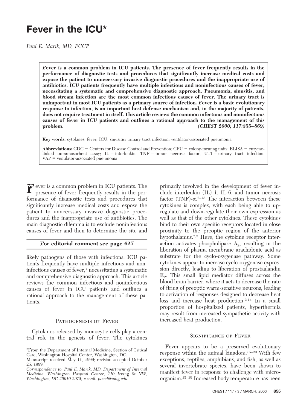 Fever in ICU Review