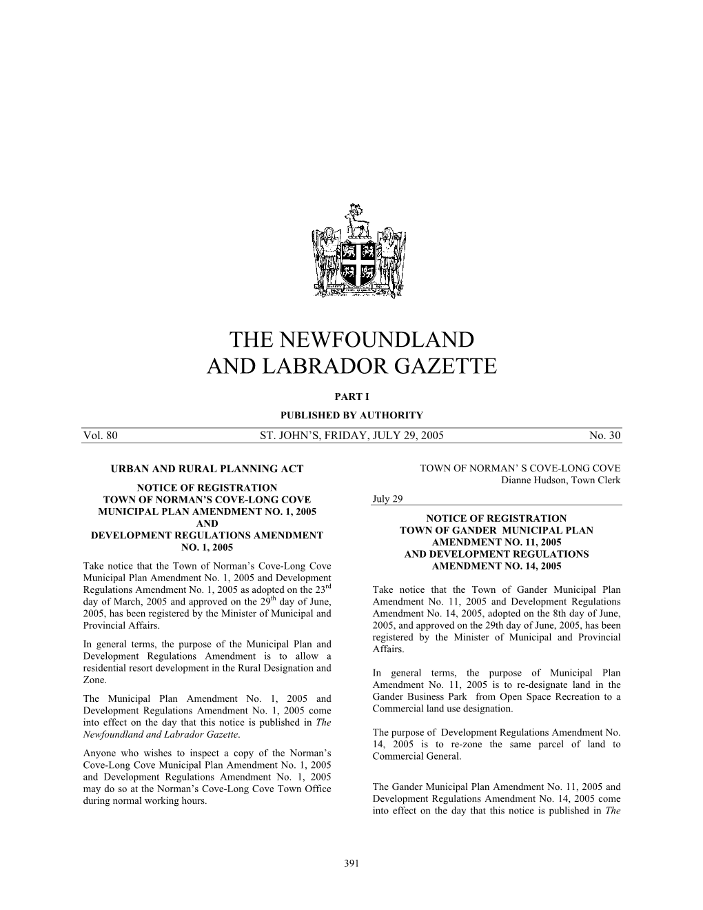 The Newfoundland and Labrador Gazette