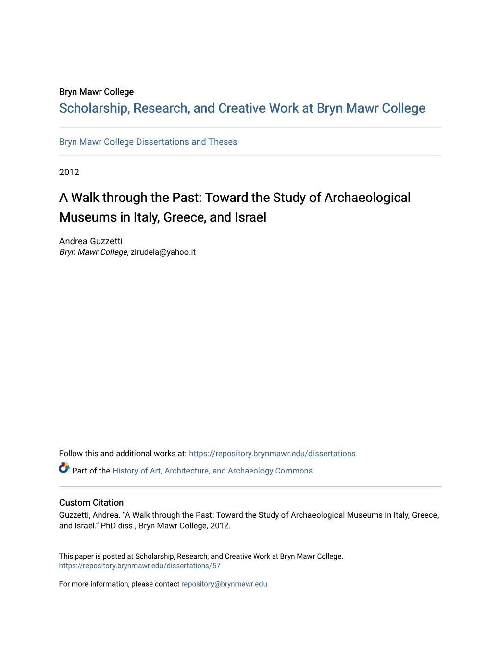 Toward the Study of Archaeological Museums in Italy, Greece, and Israel