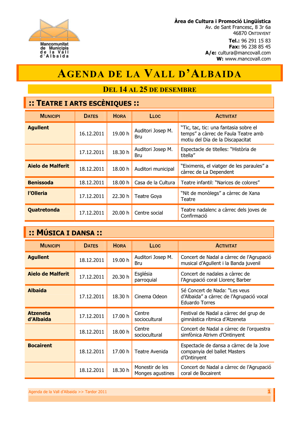 Agenda De La Vall D'albaida