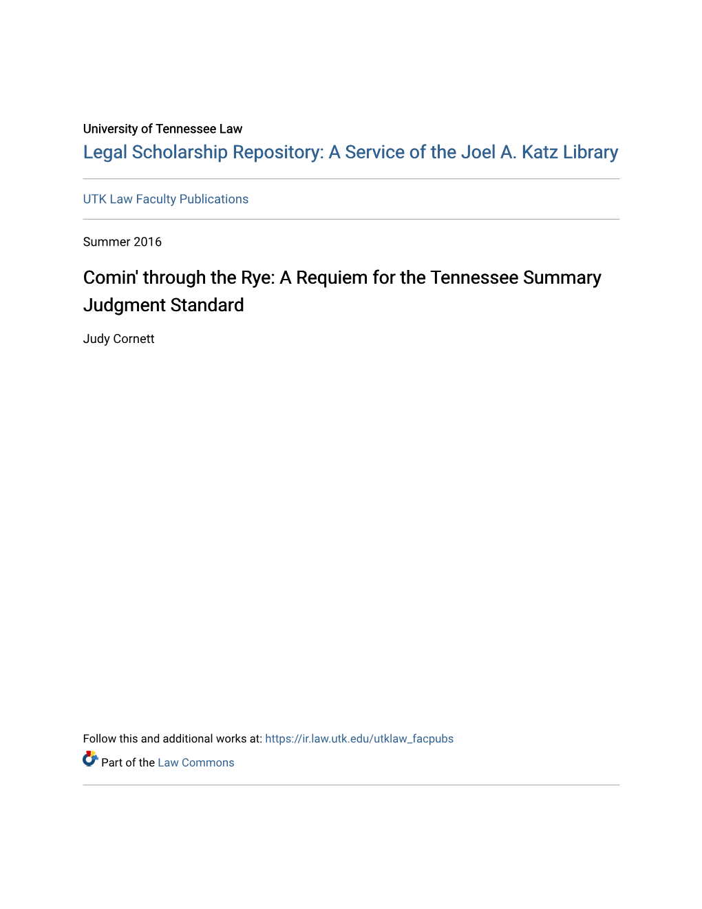 A Requiem for the Tennessee Summary Judgment Standard