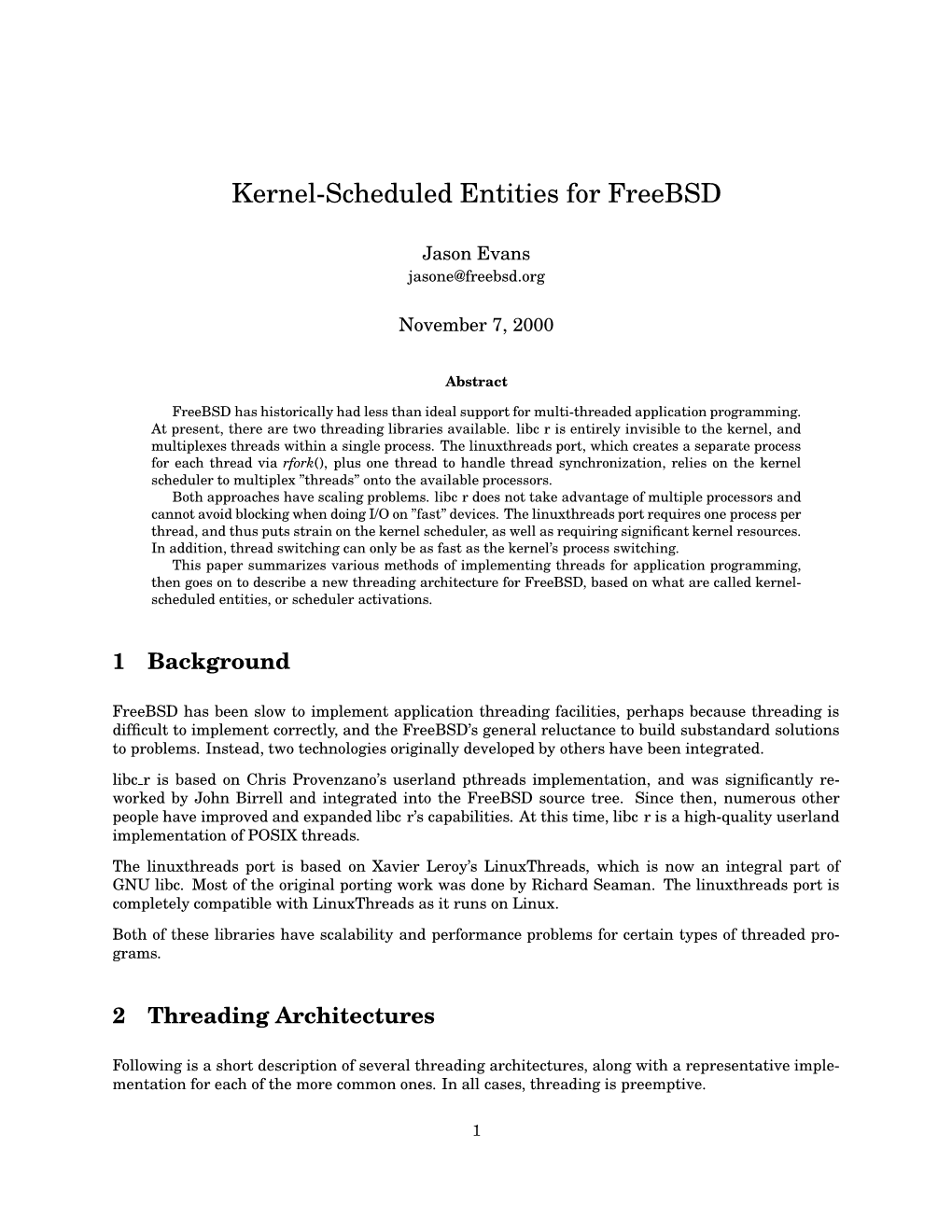 Kernel-Scheduled Entities for Freebsd