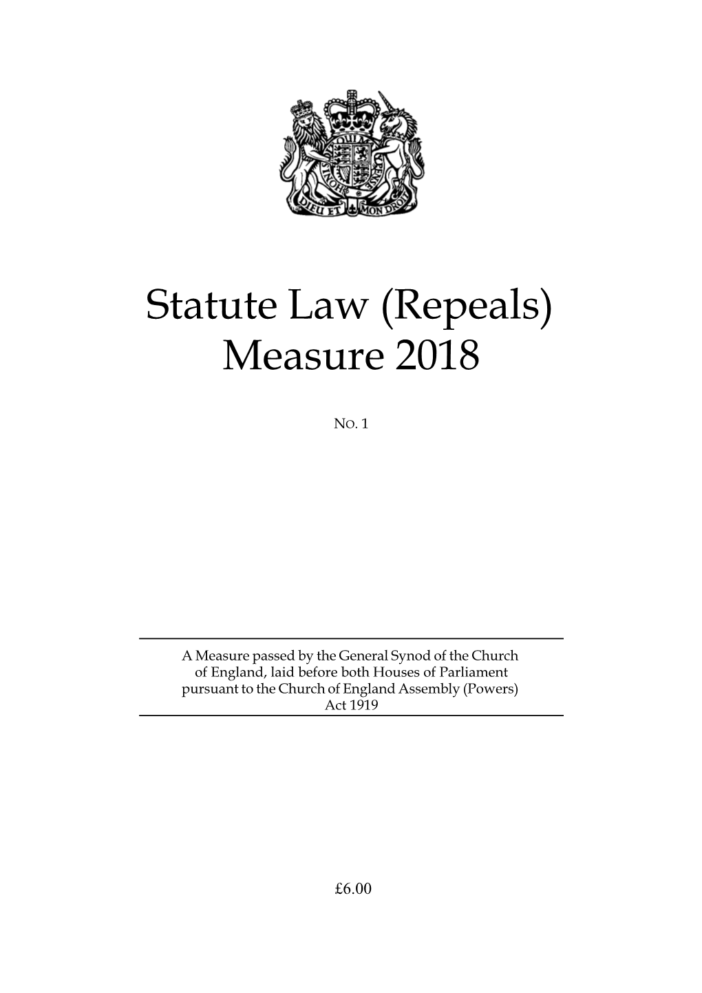 Statute Law (Repeals) Measure 2018