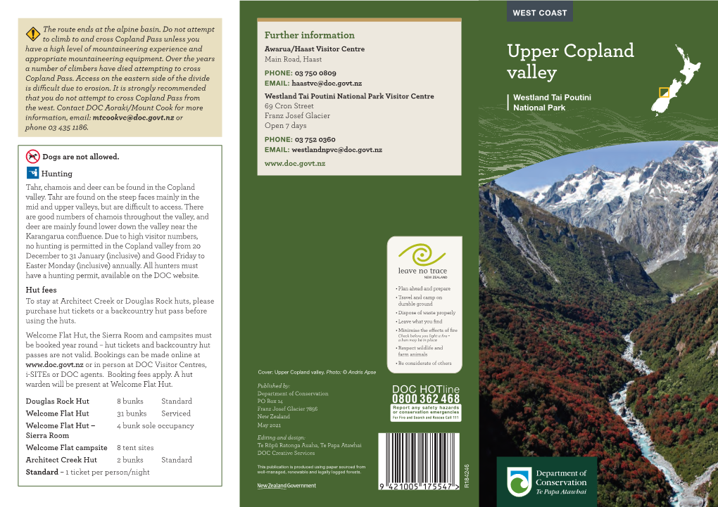 Upper Copland Valley Track/Route Brochure