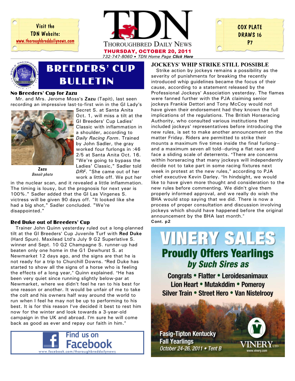 Breeders' Cup Bulletin