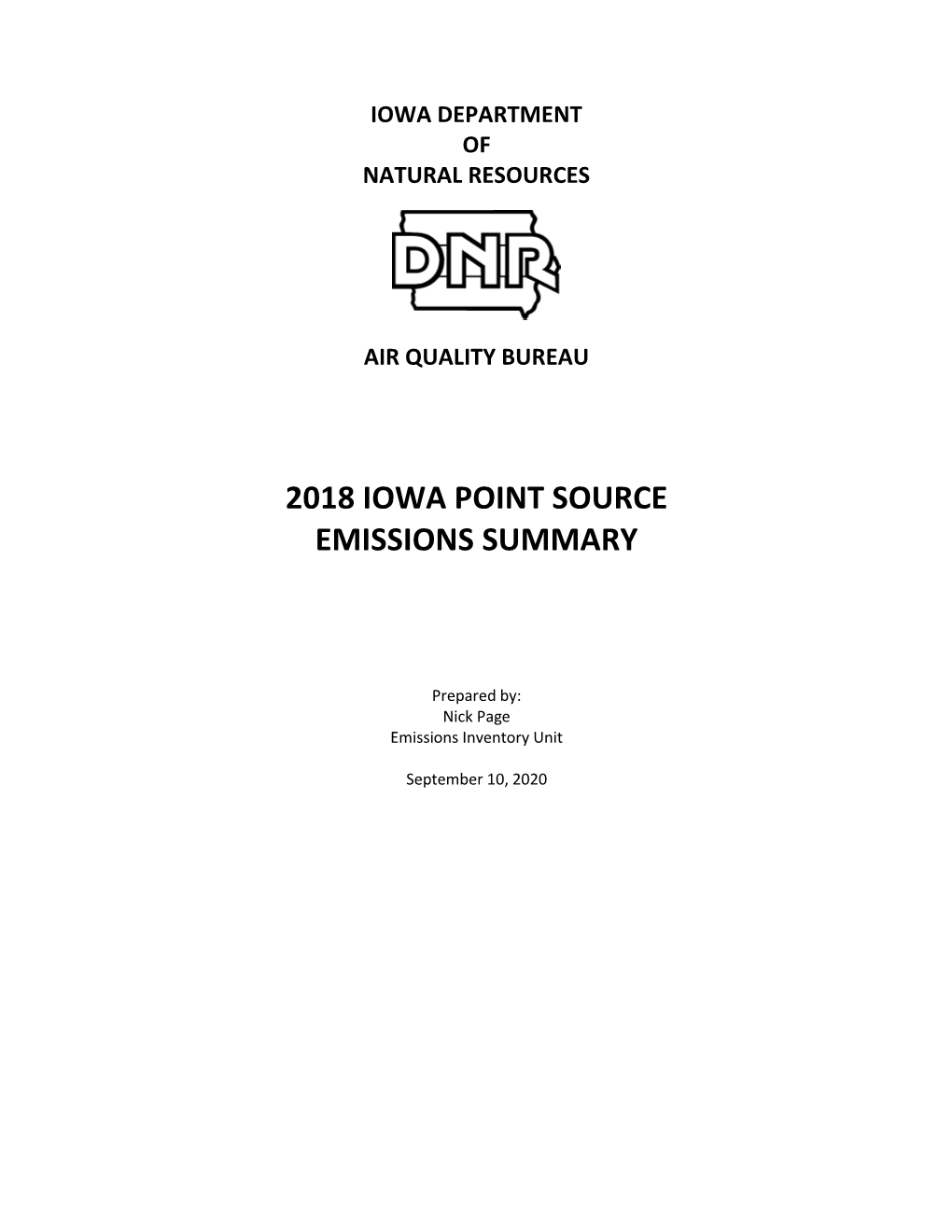 2018 Iowa Point Source Emissions Summary
