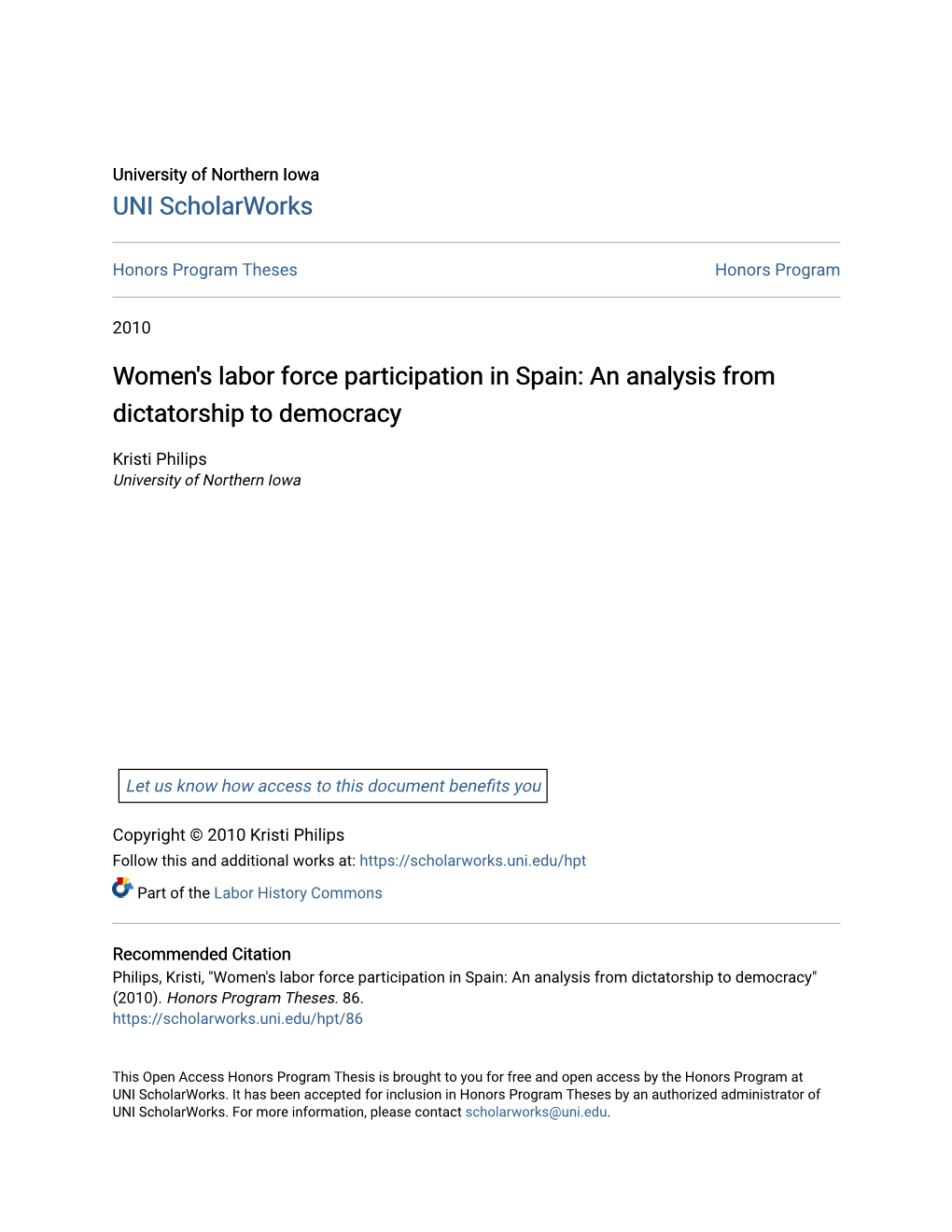 Women's Labor Force Participation in Spain: an Analysis from Dictatorship to Democracy