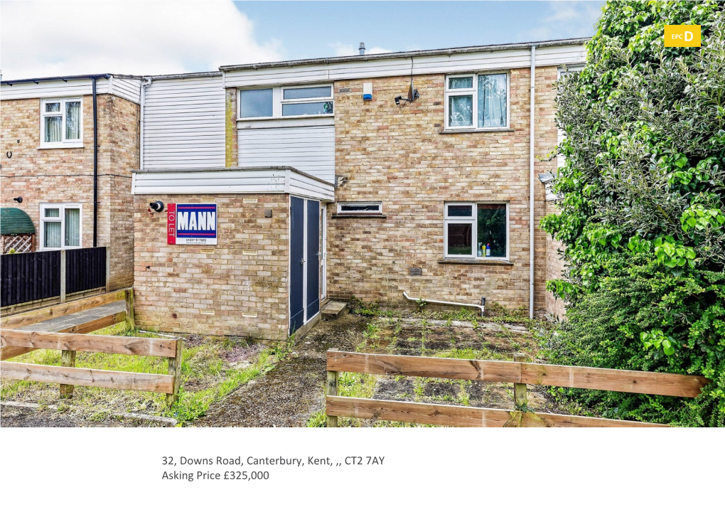 32, Downs Road, Canterbury, Kent, ,, CT2 7AY Asking Price £325,000