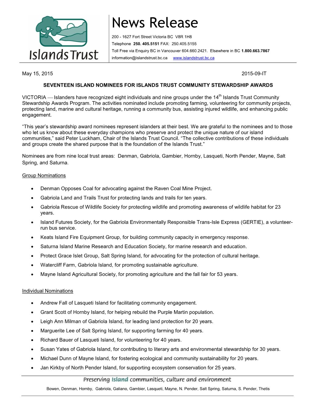 Islandstrust Information@Islandstrust.Bc.Ca