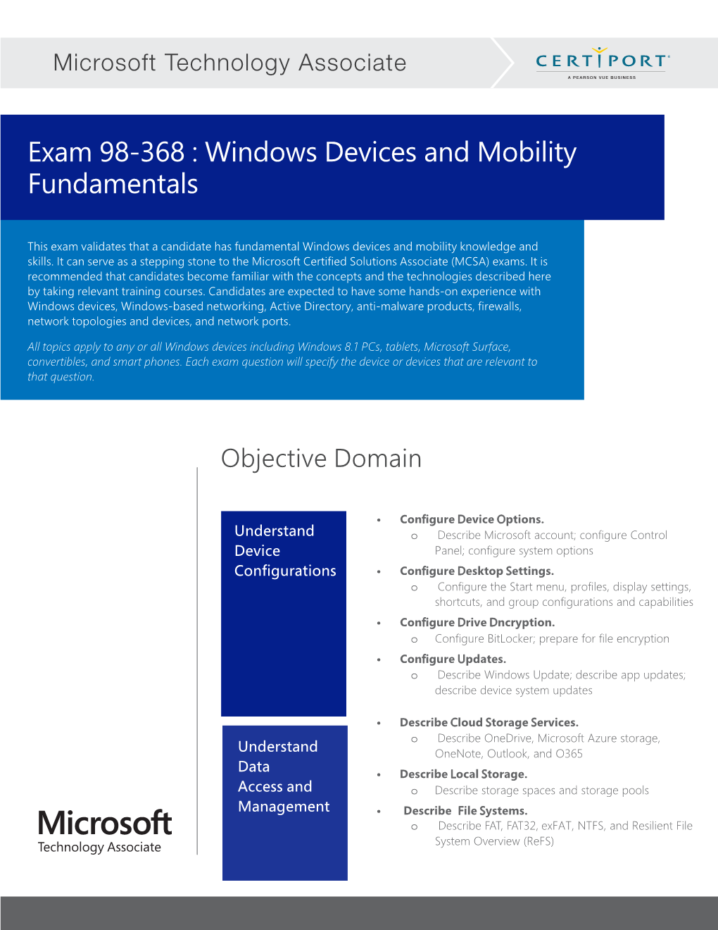 Exam 98-368 : Windows Devices and Mobility Fundamentals