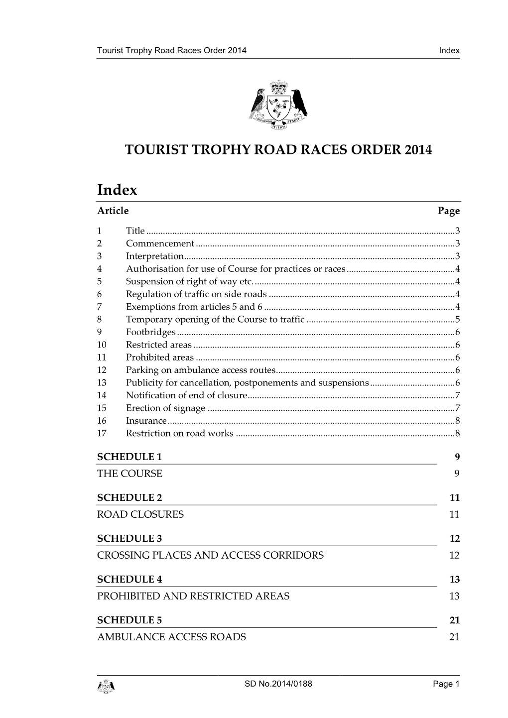 Tourist Trophy Road Races Order 2014 Index