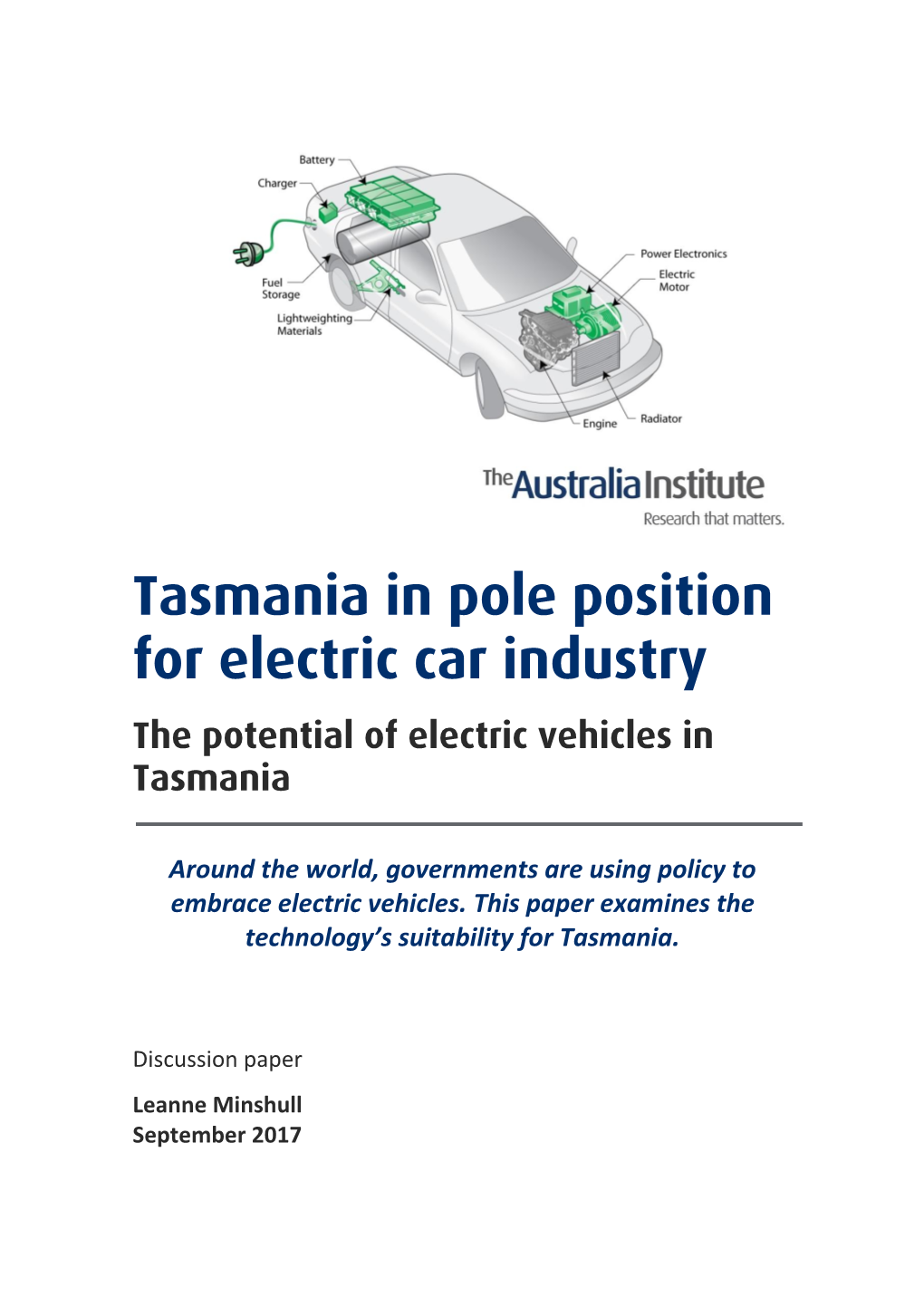 Tasmania in Pole Position for Electric Car Industry