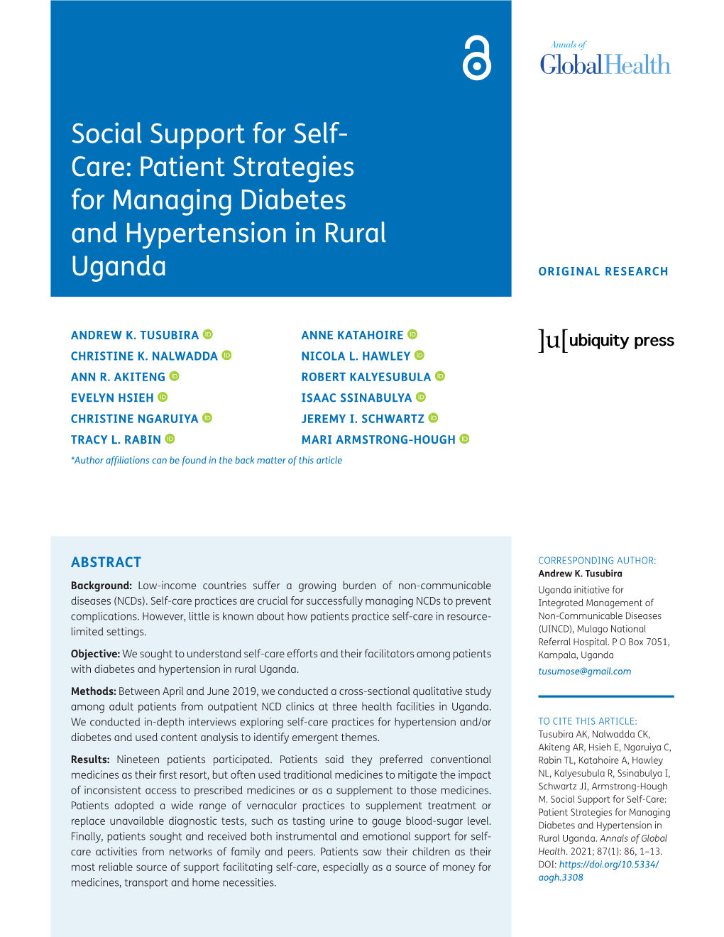 Patient Strategies for Managing Diabetes and Hypertension in Rural