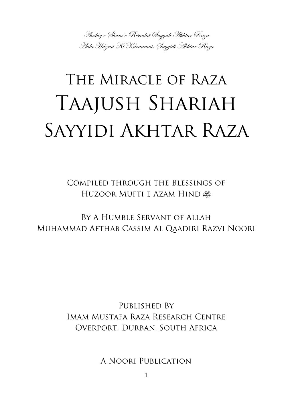 Taajush Shariah Sayyidi Akhtar Raza