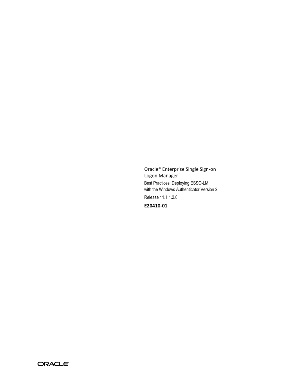 Deploying ESSO-LM with the Windows Authenticator Version 2 Release 11.1.1.2.0 E20410-01