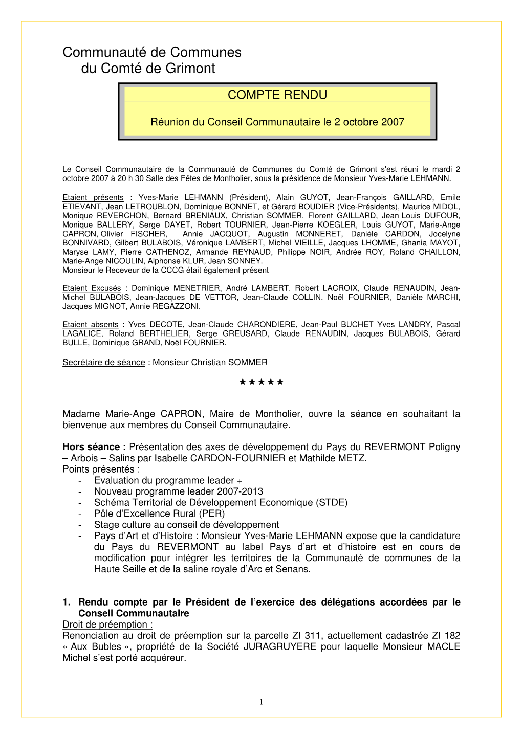 Communauté De Communes Du Comté De Grimont