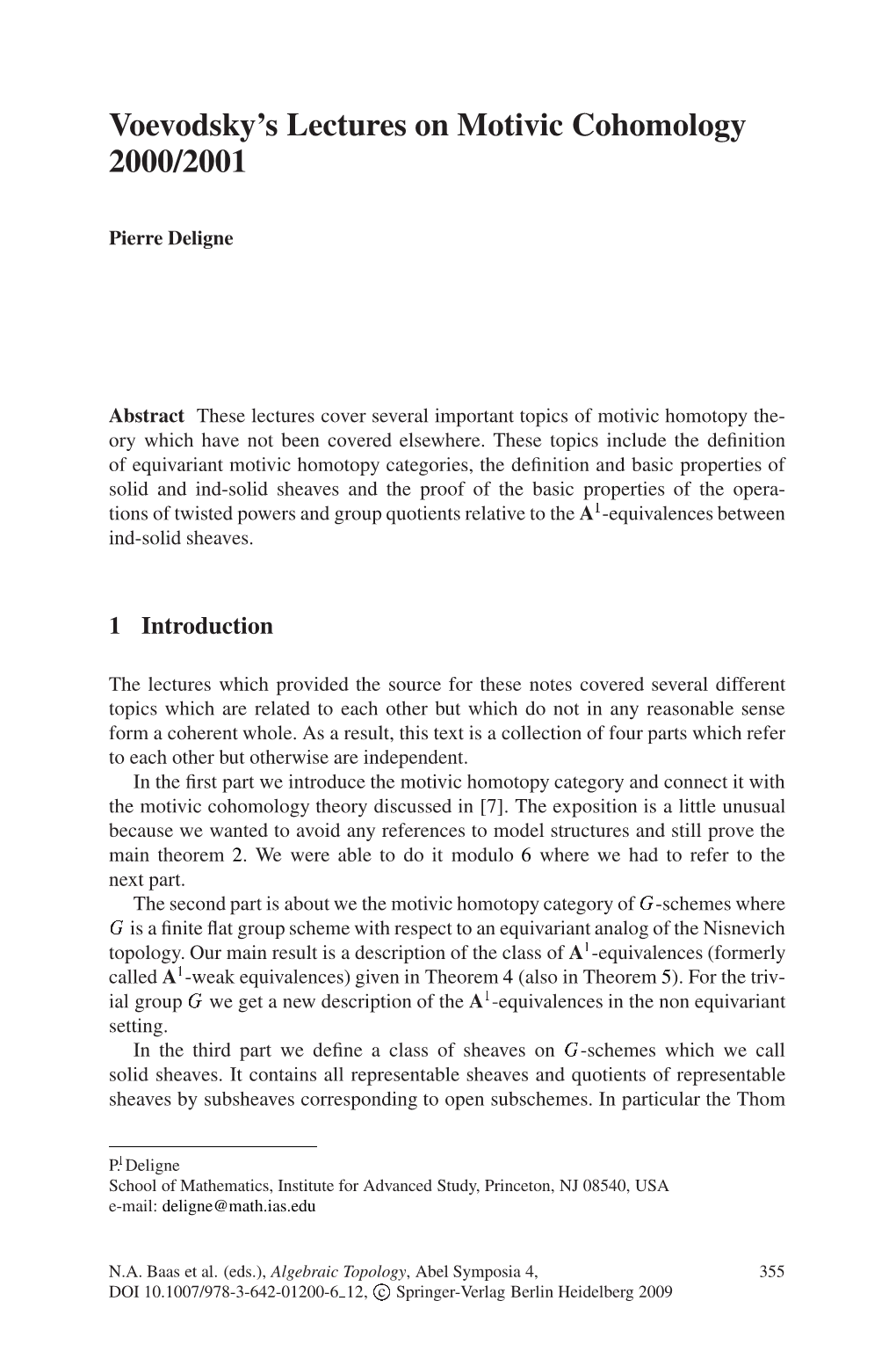 Voevodsky's Lectures on Motivic Cohomology 2000/2001