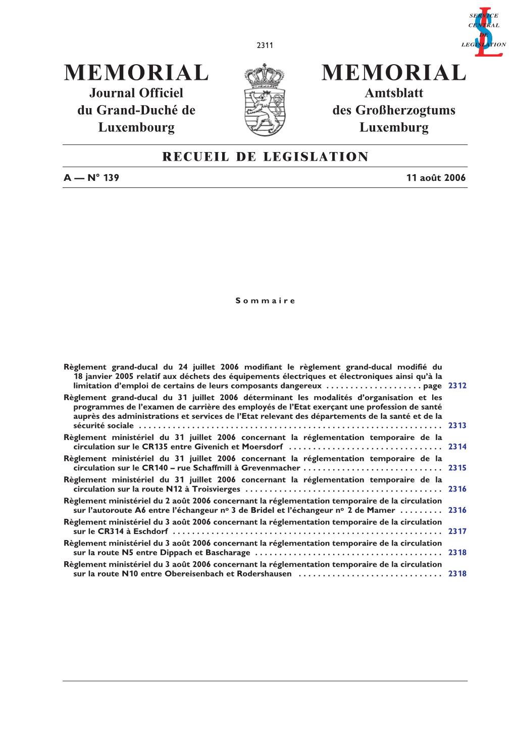 AL MEMORIAL Journal Officiel Amtsblatt Du Grand-Duché De Des Großherzogtums Luxembourg Luxemburg