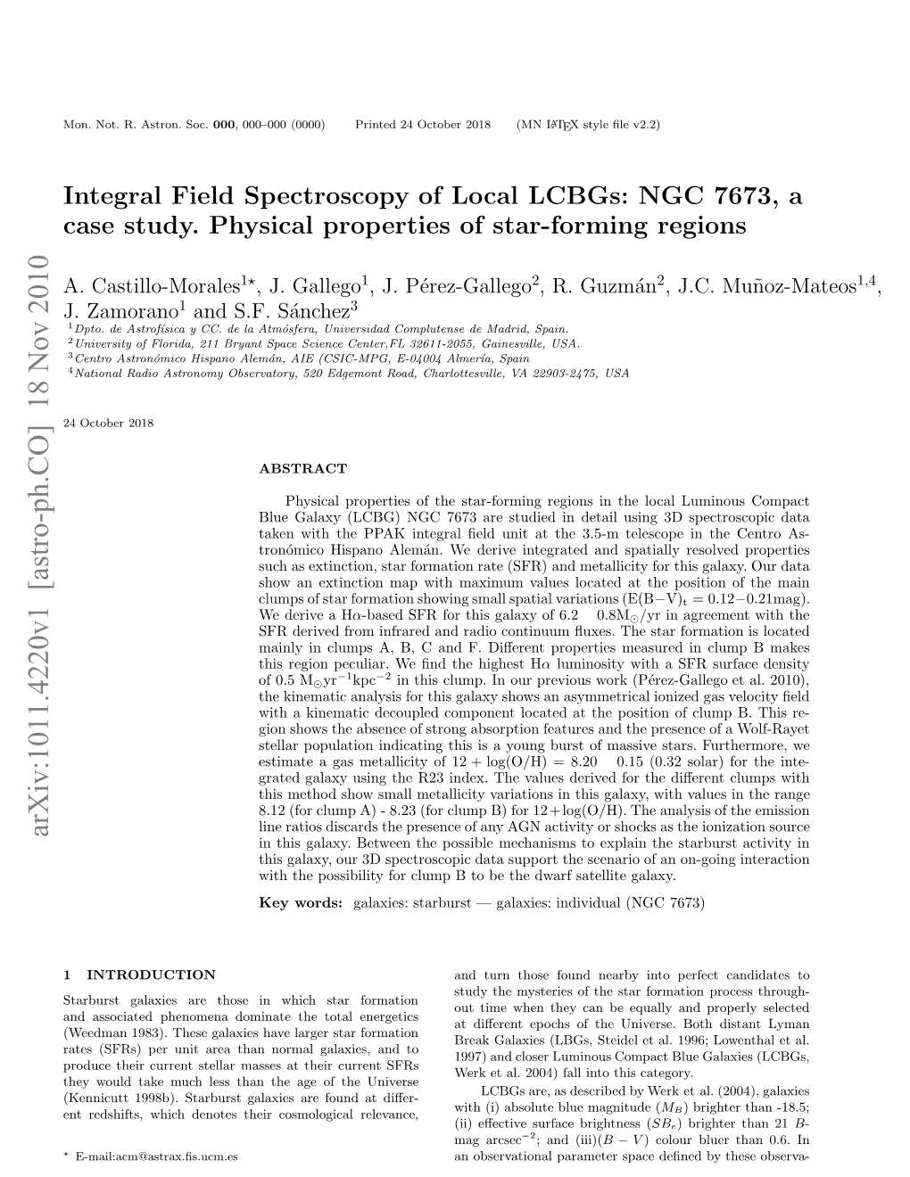 Integral Field Spectroscopy of Local Lcbgs: NGC 7673, a Case Study