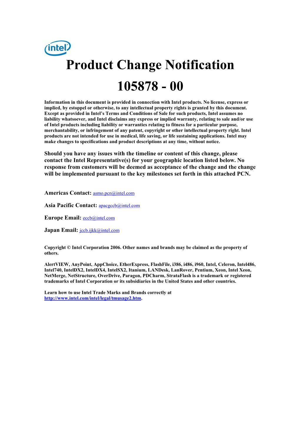 Product Change Notification 105878