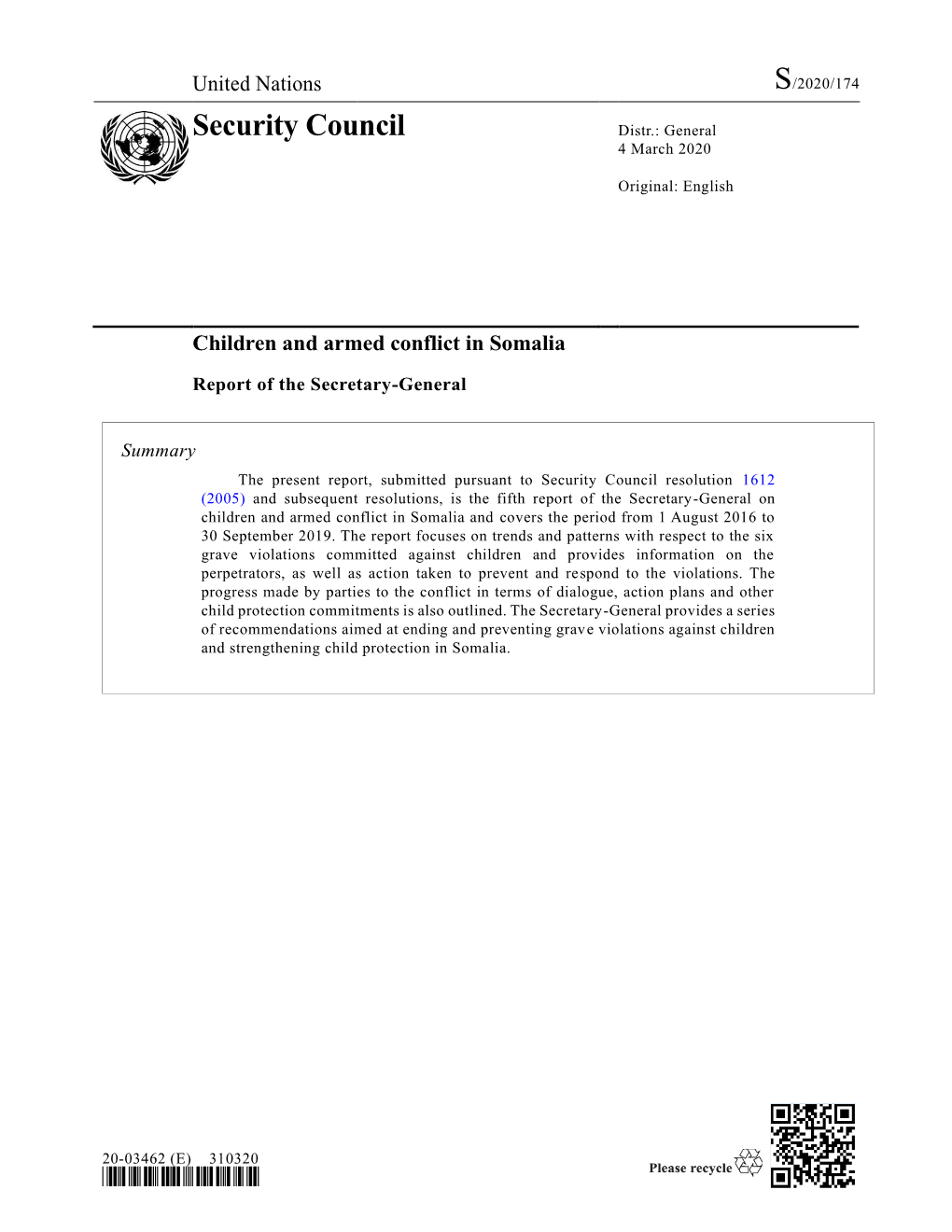 Security Council Distr.: General 4 March 2020