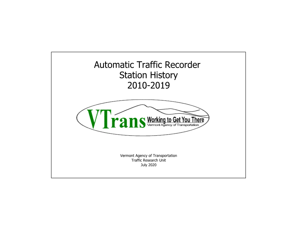 Automatic Traffic Recorder Station History 2010-2019