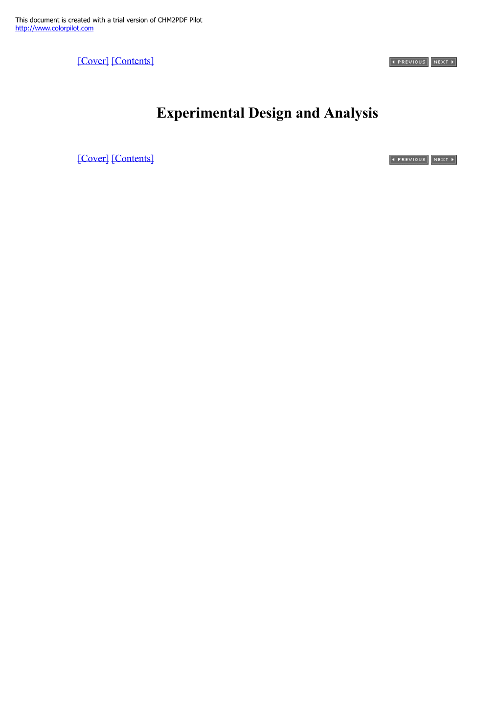 Experimental Design and Analysis