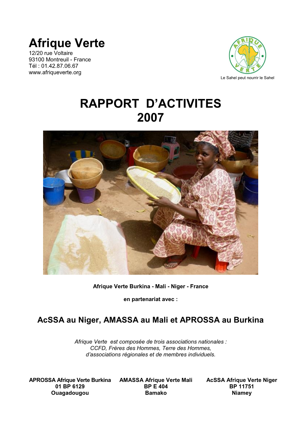 Afrique Verte RAPPORT D'activites 2007