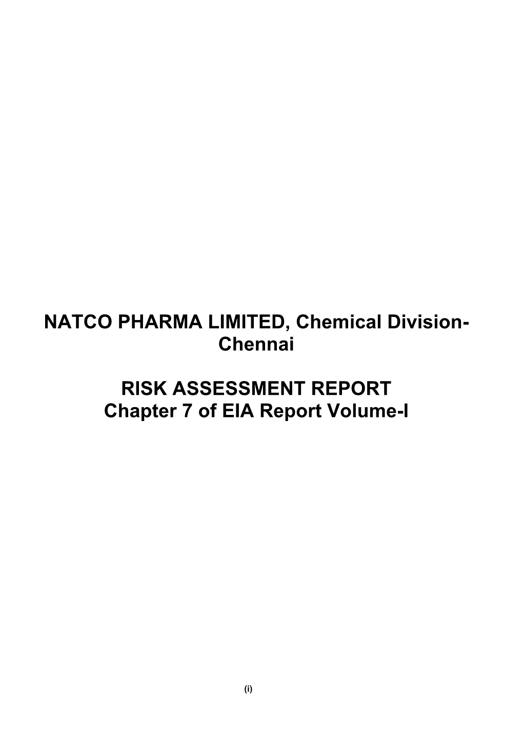 Chennai RISK ASSESSMENT REPORT Chapter 7 of EIA Report
