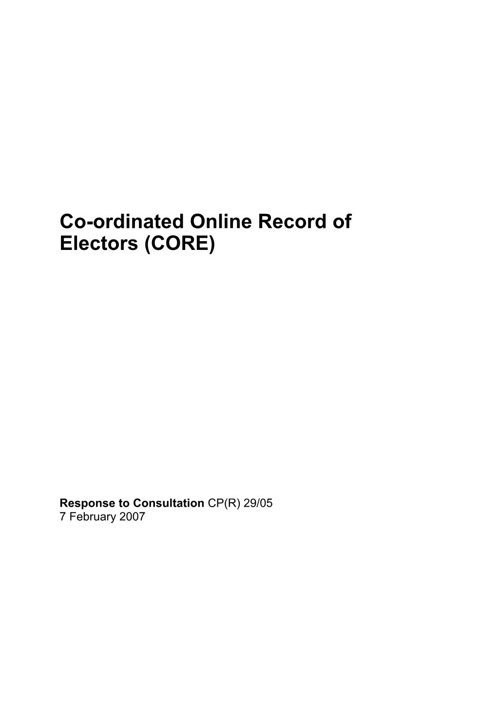 Co-Ordinated Online Record of Electors (CORE)