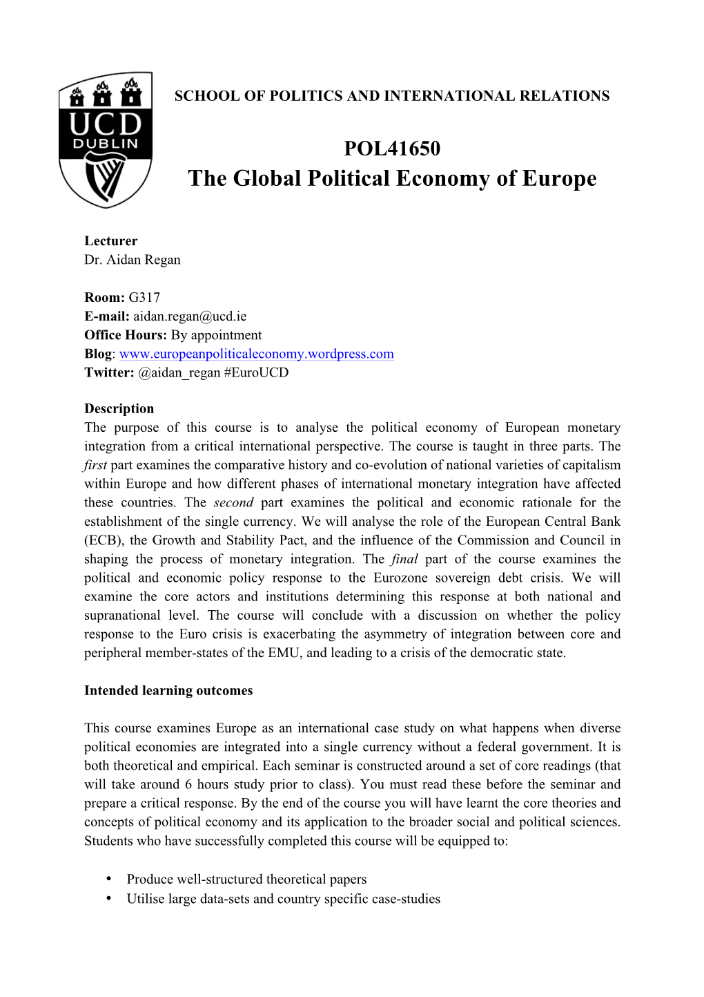 The Global Political Economy of Europe