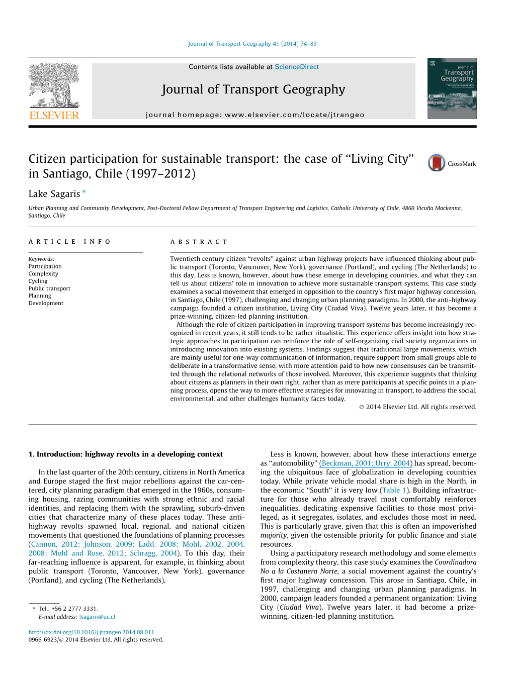 Citizen Participation for Sustainable Transport: the Case of ''Living City'' In