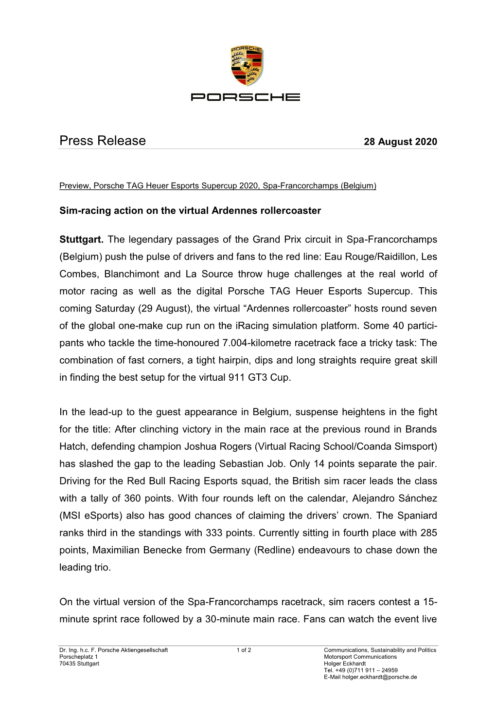 Press Release 28 August 2020