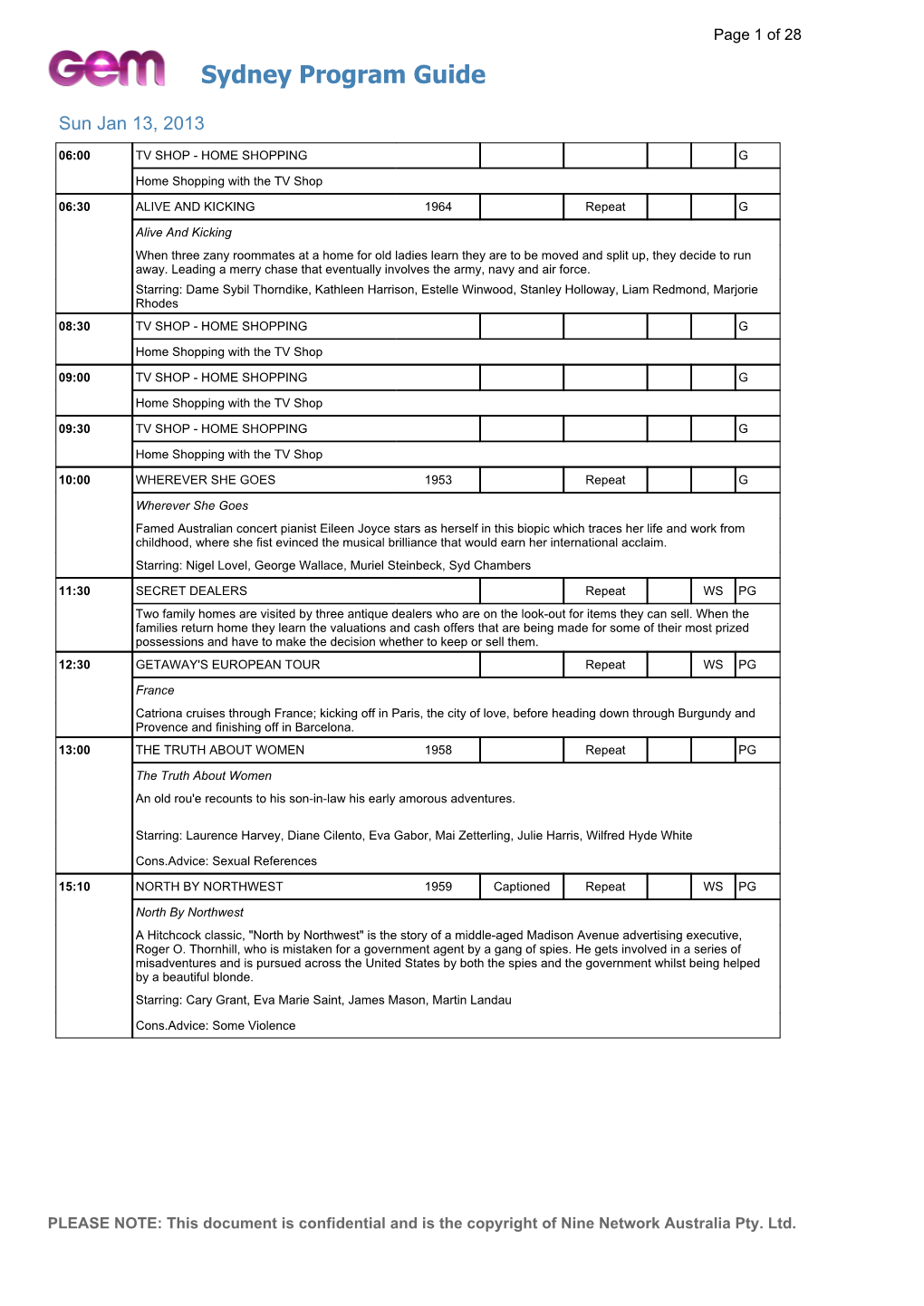 Sydney Program Guide