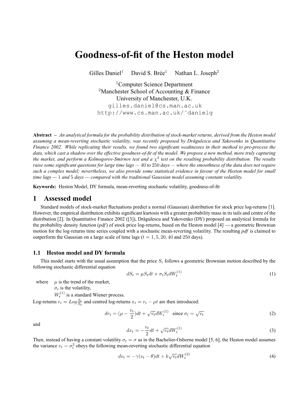 Goodness-Of-Fit of the Heston Model