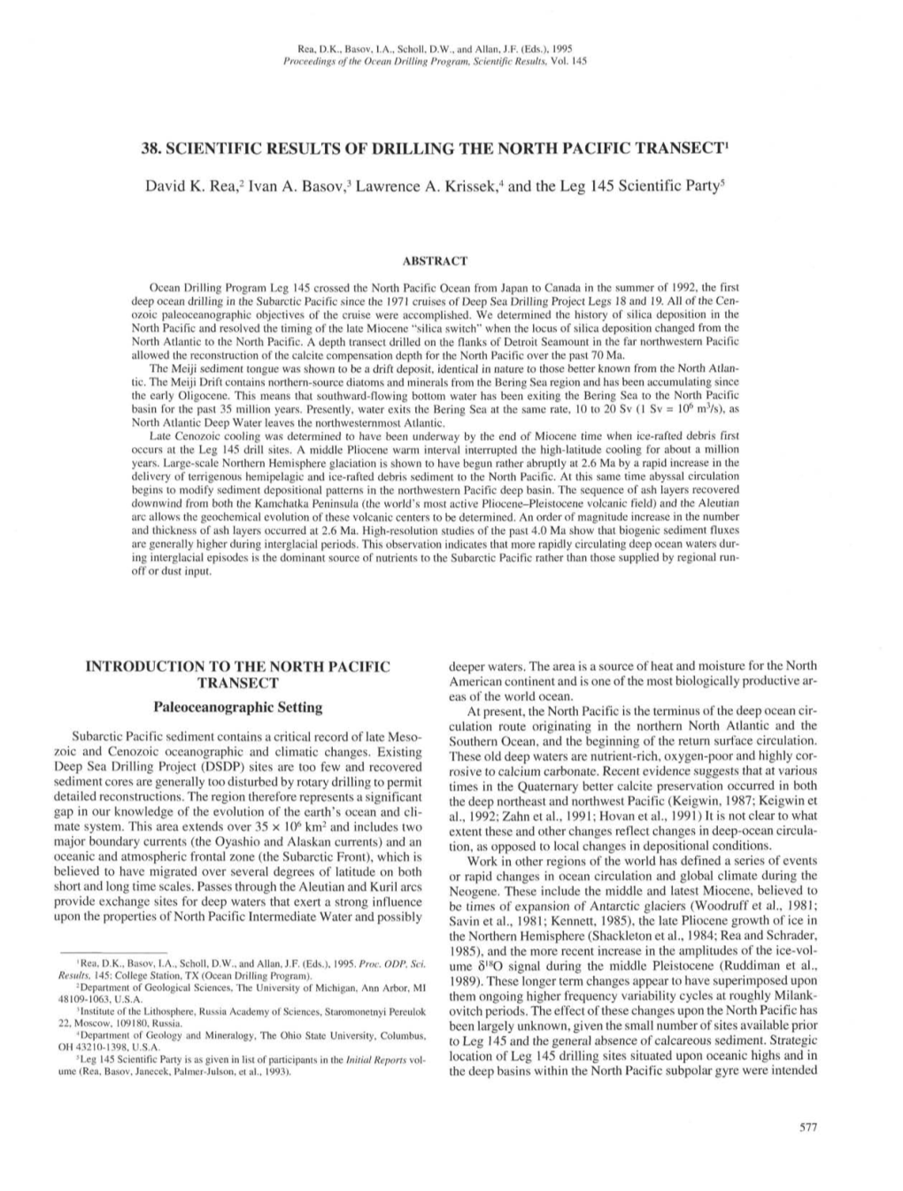 38. Scientific Results of Drilling the North Pacific Transect1