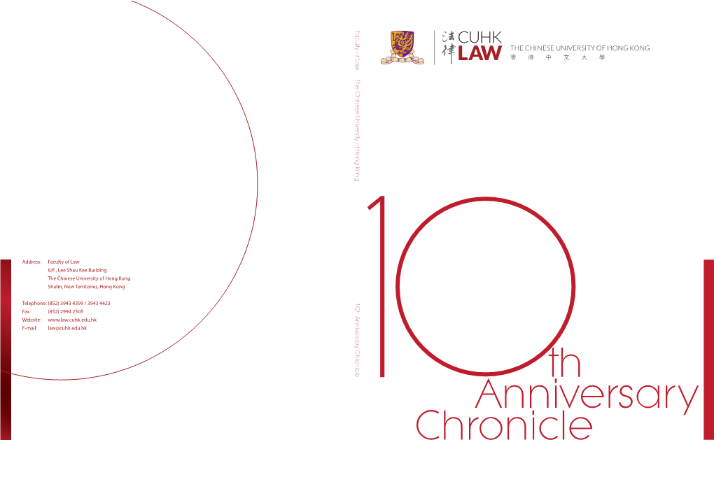 1O Anniversary Chronicle Faculty of Law the Chinese University Of