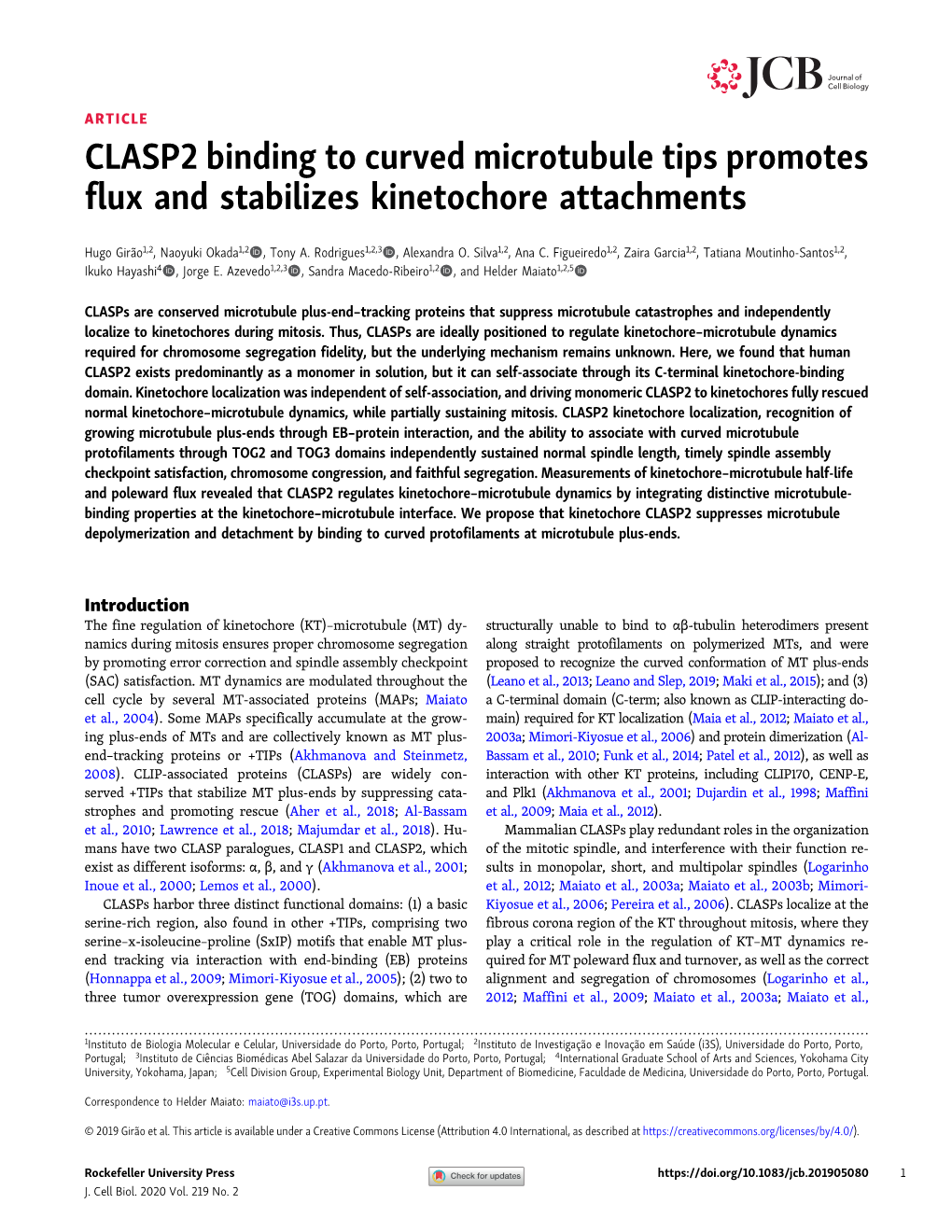 CLASP2 Binding to Curved Microtubule Tips Promotes Flux and Stabilizes Kinetochore Attachments