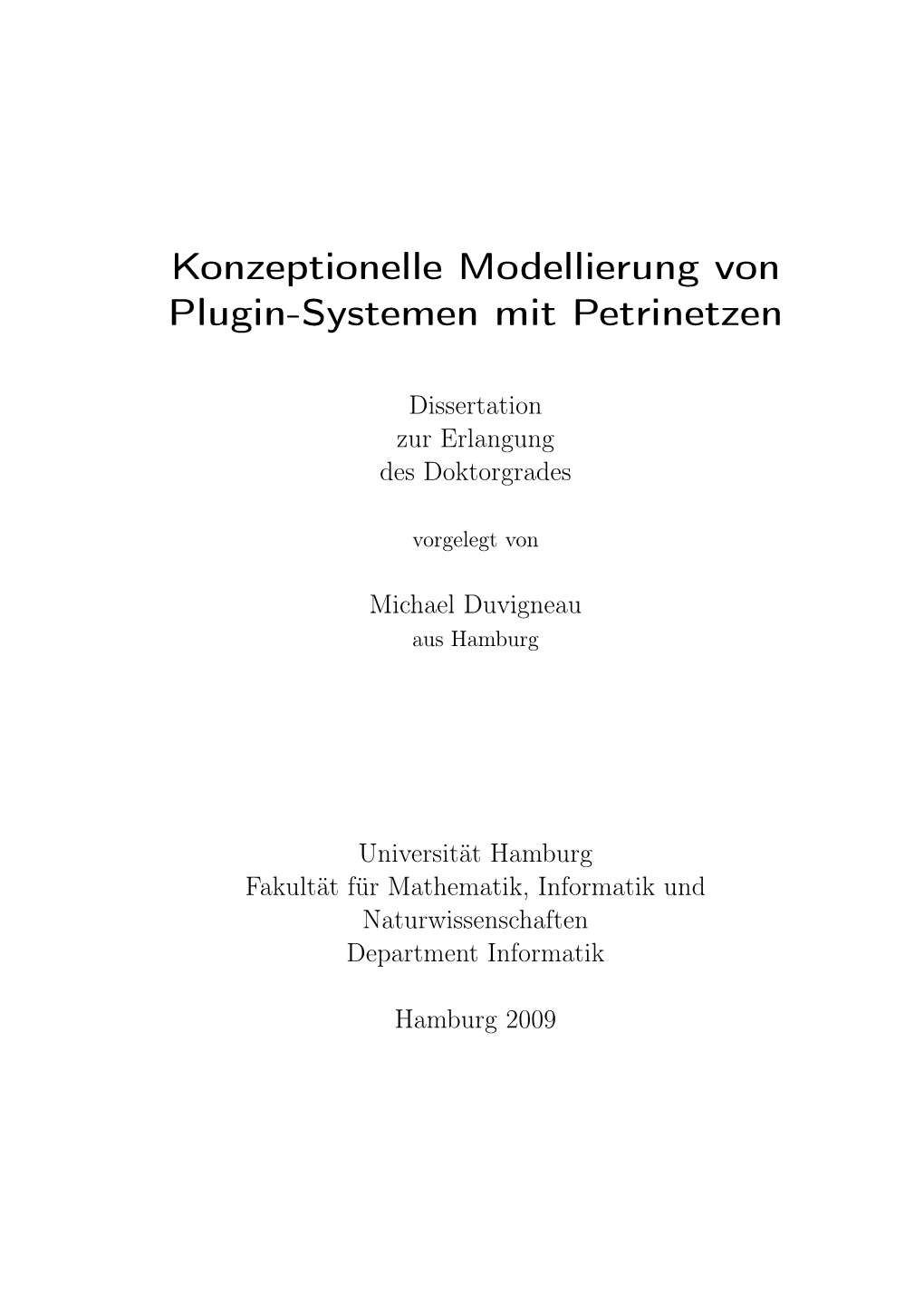 Konzeptionelle Modellierung Von Plugin-Systemen Mit Petrinetzen
