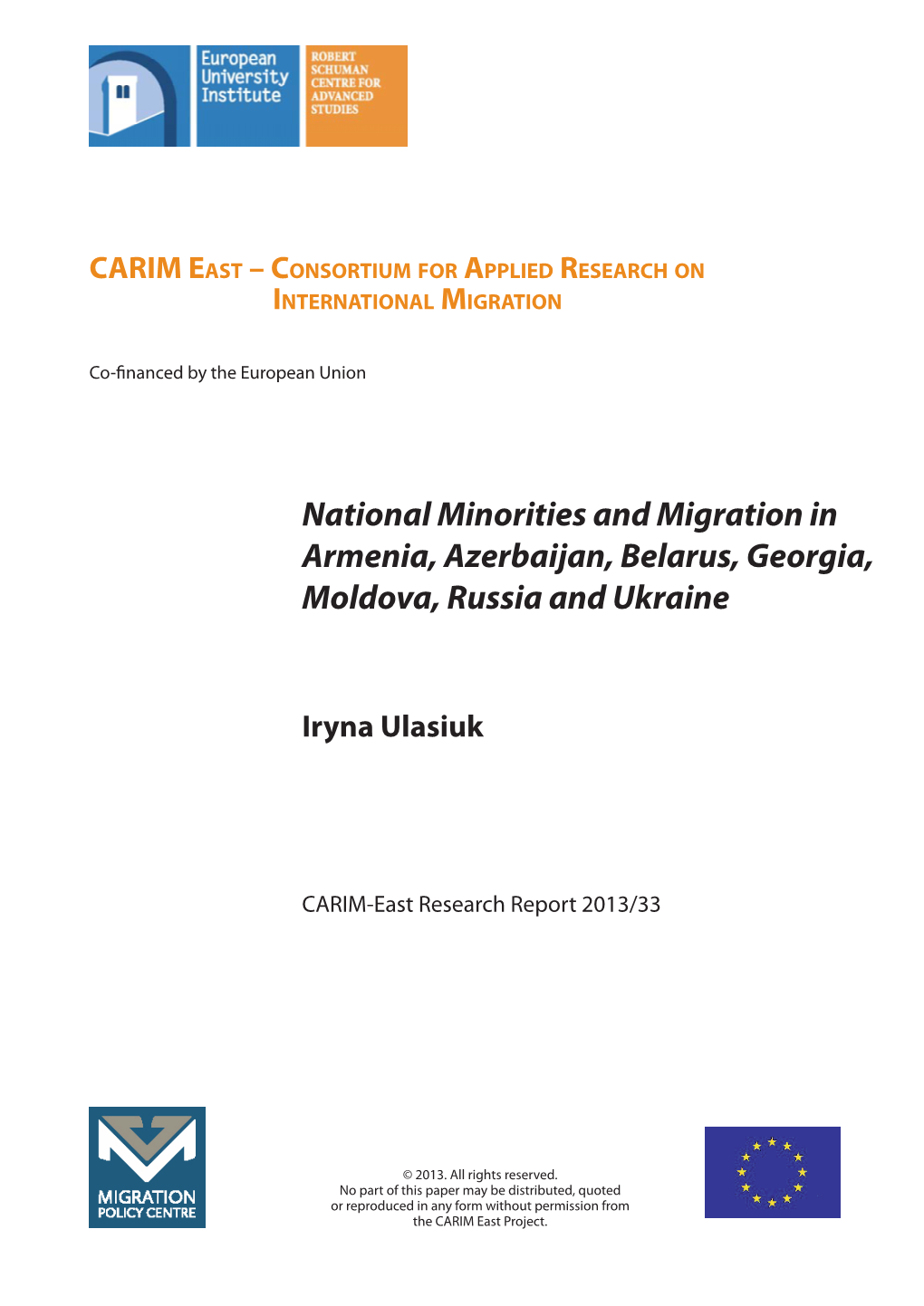 National Minorities and Migration in Armenia, Azerbaijan, Belarus, Georgia, Moldova, Russia and Ukraine